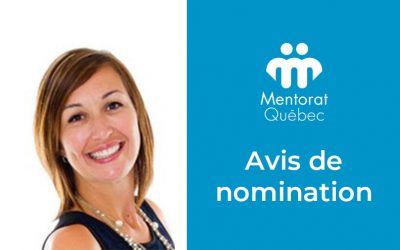 Nomination de madame Marie-Ève Roberge à titre de trésorière de Mentorat Québec